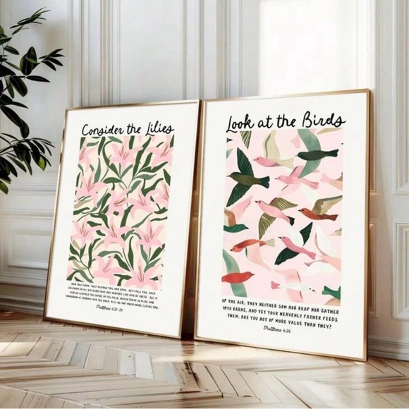 2 Piece Bible Verse Floral and Bird Wall Art, Canvas Only, 12x16 - Picture 4 of 8